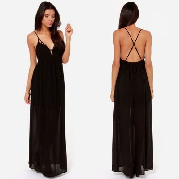 black strappy maxi dress